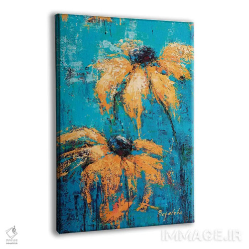 تابلو انتزاعی گل های سوسن سیاه چشم اثر اولنا بوگاتسکا - نمای پرسپکتیو محصول