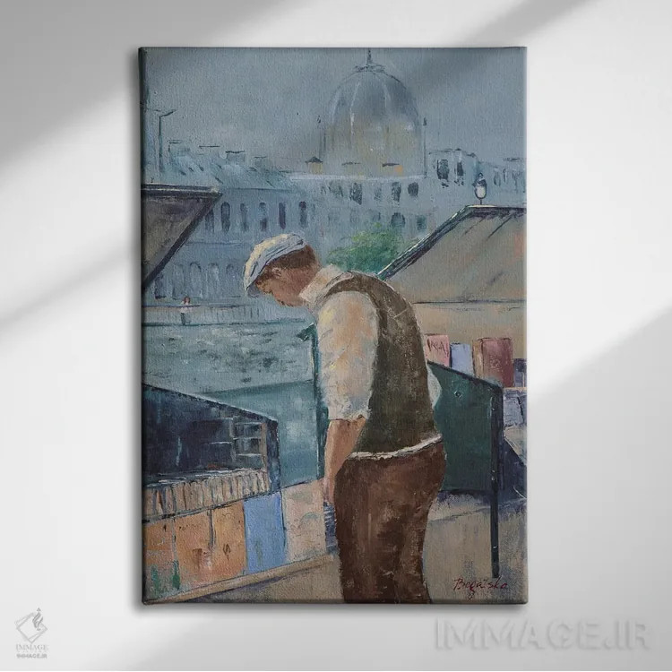 تابلو دکوراتیو بازار کتاب اثر اولنا بوگاتسکا - نمای روبهرو روی دیوار