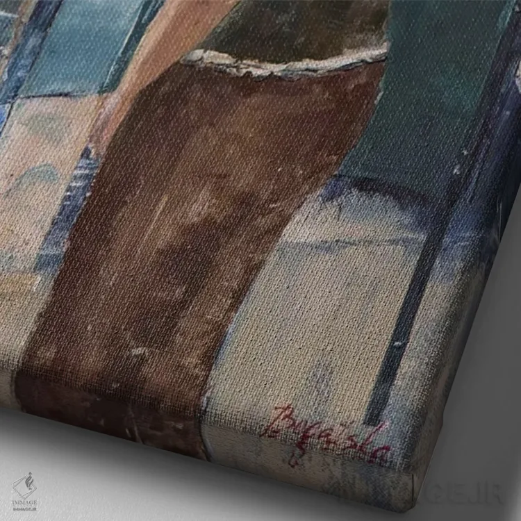 تابلو دکوراتیو بازار کتاب اثر اولنا بوگاتسکا - نمای نزدیک بافت بوم