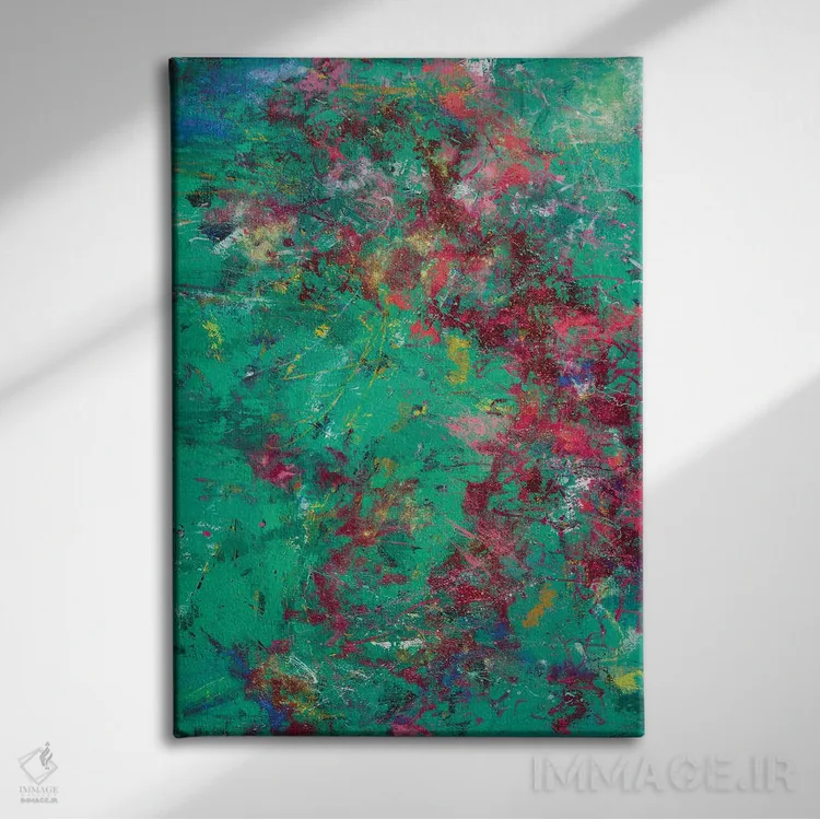 تابلو انتزاعی انرژی تابستانی اثر اولنا بوگاتسکا - نمای روبهرو روی دیوار