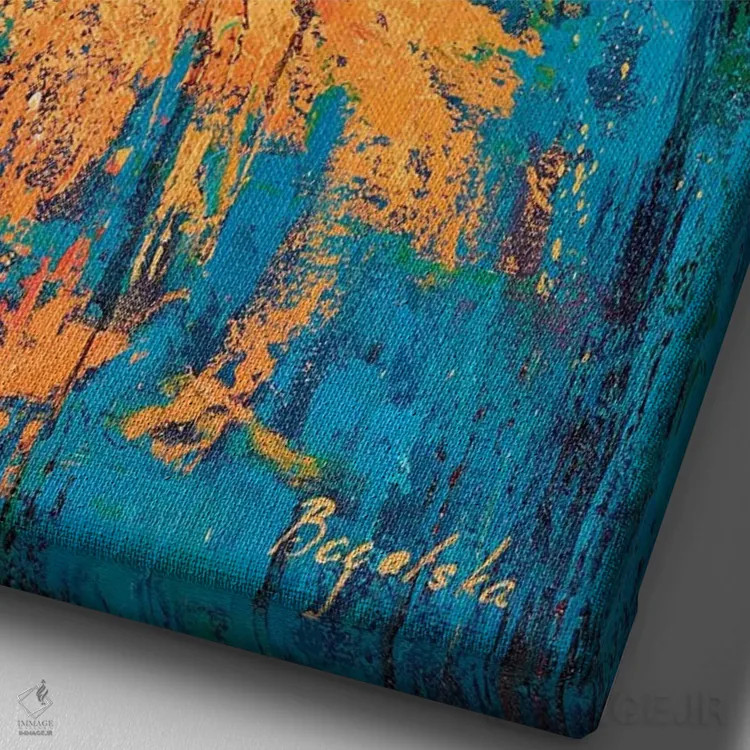 تابلو انتزاعی گل های سوسن سیاه چشم اثر اولنا بوگاتسکا - نمای نزدیک بافت بوم