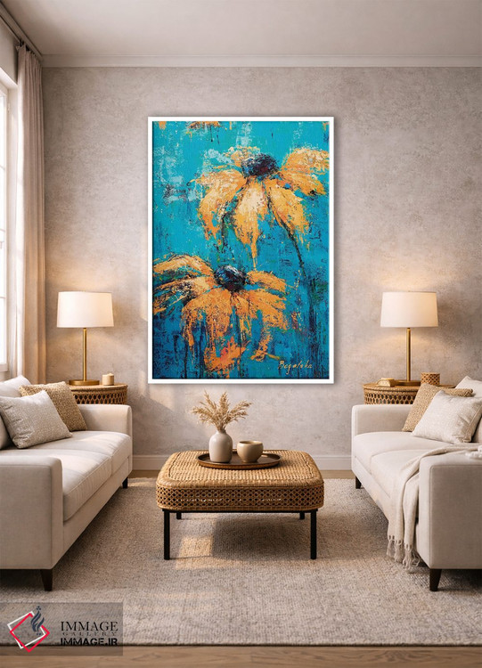 تابلو انتزاعی گل های سوسن سیاه چشم اثر اولنا بوگاتسکا - D1W