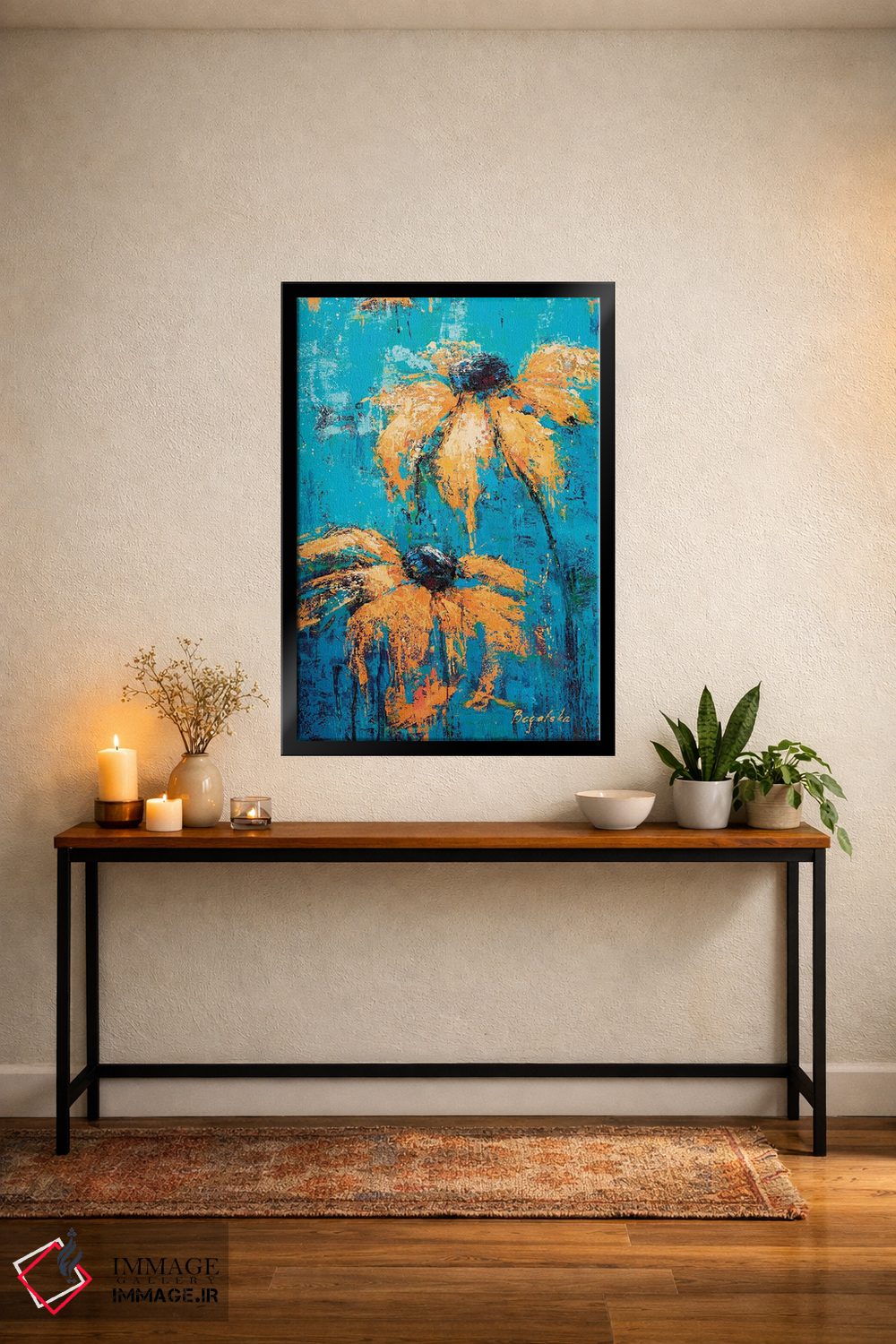 تابلو انتزاعی گل های سوسن سیاه چشم اثر اولنا بوگاتسکا - D5B