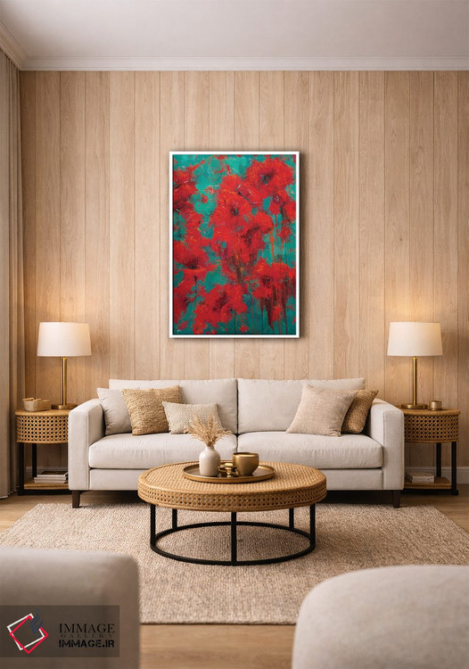 تابلو انتزاعی گل های قرمز ۲۰۲۲ اثر اولنا بوگاتسکا - D1W