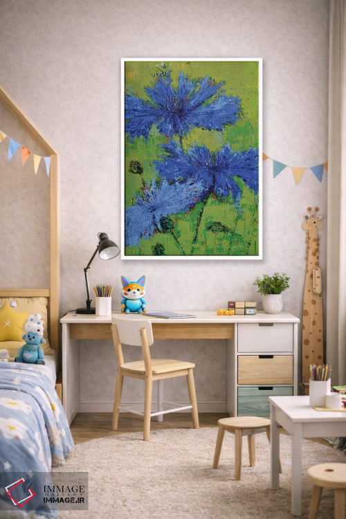 تابلو انتزاعی شقایق های آبی II اثر اولنا بوگاتسکا - D1W