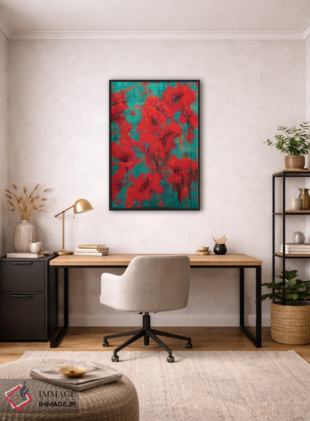 تابلو انتزاعی گل های قرمز ۲۰۲۲ اثر اولنا بوگاتسکا - D4B