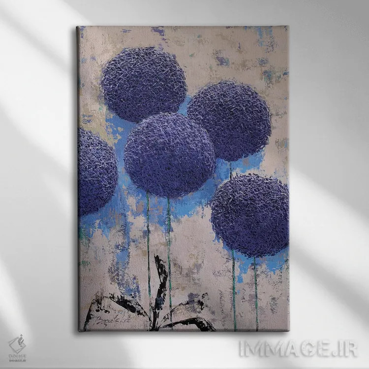 تابلو انتزاعی هندسه باغ II اثر اولنا بوگاتسکا - نمای روبهرو روی دیوار