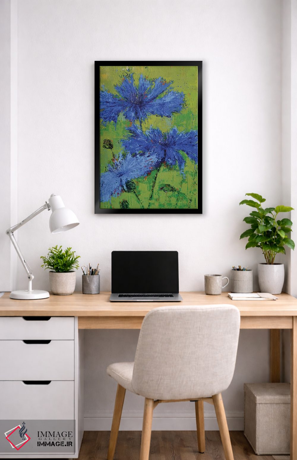 تابلو انتزاعی شقایق های آبی II اثر اولنا بوگاتسکا - D3B