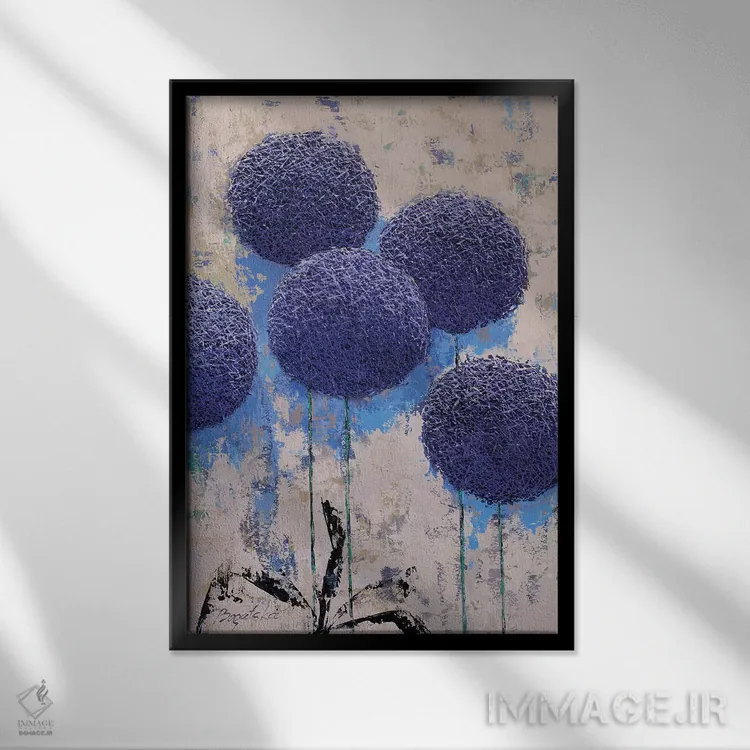 تابلو انتزاعی هندسه باغ II اثر اولنا بوگاتسکا - نمای قابدار مشکی