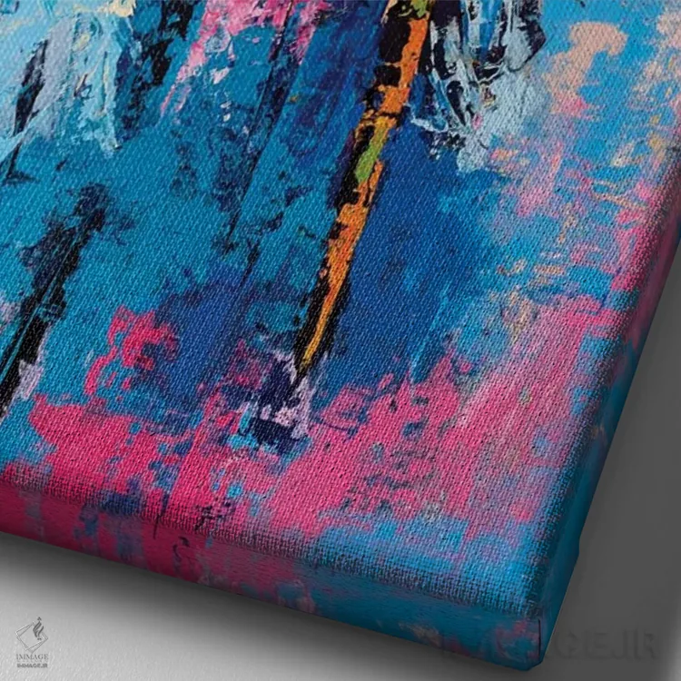 تابلو انتزاعی اژدپروانه ها اثر اولنا بوگاتسکا - نمای نزدیک بافت بوم