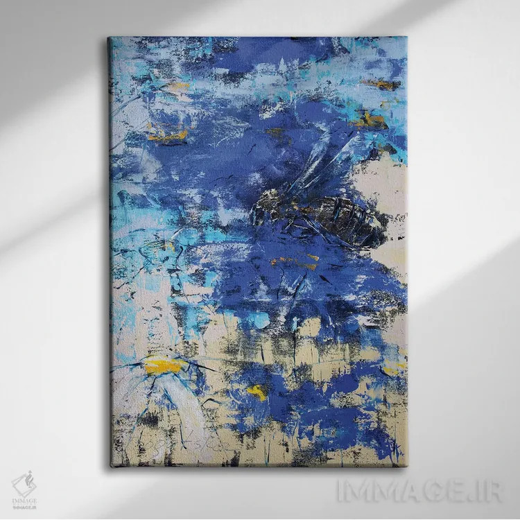 تابلو انتزاعی کار و بار زنبورها اثر اولنا بوگاتسکا - نمای روبهرو روی دیوار