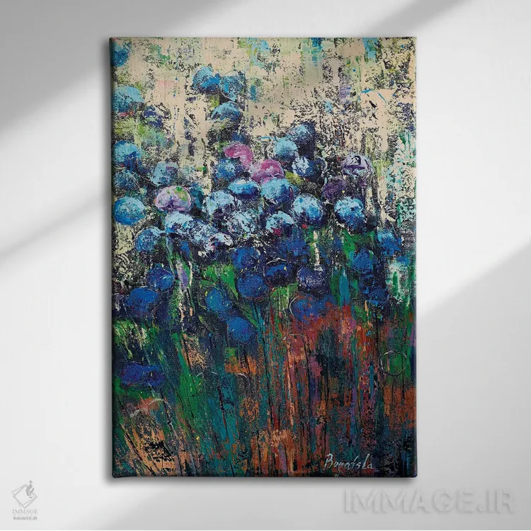 تابلو انتزاعی آرامش اثر اولنا بوگاتسکا - نمای روبهرو روی دیوار