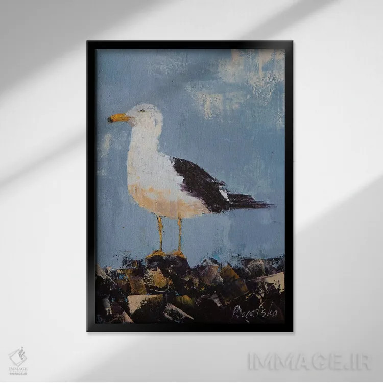 تابلو دکوراتیو مرغ دریایی II اثر اولنا بوگاتسکا - نمای قابدار مشکی