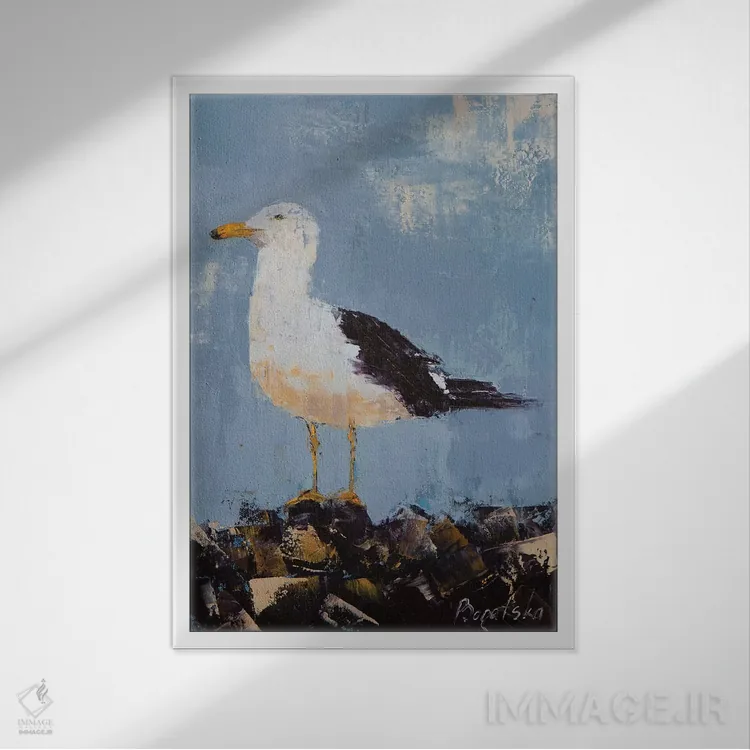 تابلو دکوراتیو مرغ دریایی II اثر اولنا بوگاتسکا - نمای قابدار سفید
