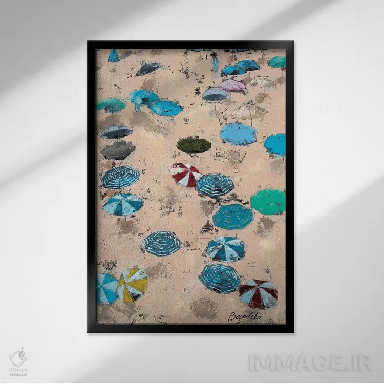 تابلو دکوراتیو چترها اثر اولنا بوگاتسکا - نمای قابدار مشکی