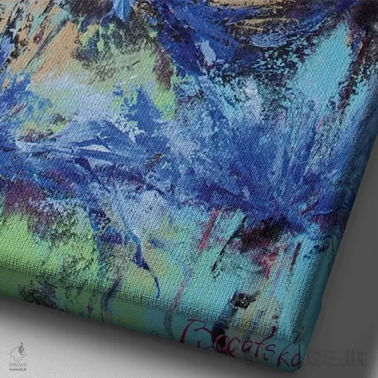 تابلو انتزاعی روز زنبورگون اثر اولنا بوگاتسکا - نمای نزدیک بافت بوم