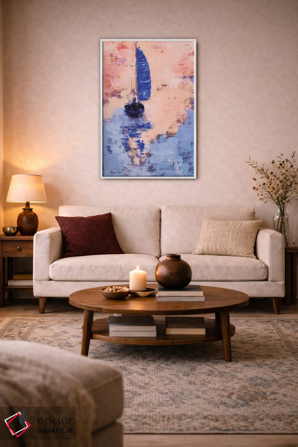 تابلو انتزاعی بادبان آبی اثر اولنا بوگاتسکا - D3W