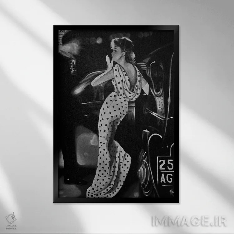 تابلو دکوراتیو بوسه ای در هوا اثر اولیویا آرت - نمای قابدار مشکی