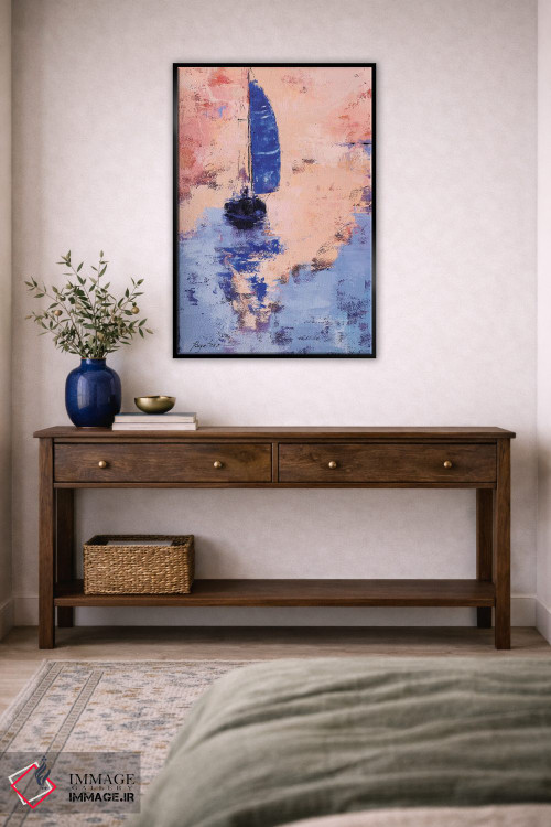 تابلو انتزاعی بادبان آبی اثر اولنا بوگاتسکا - D6B
