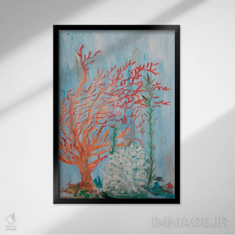 تابلو دکوراتیو مرجان نقاشی شده I اثر اولیویا بروینگتون - نمای قابدار مشکی