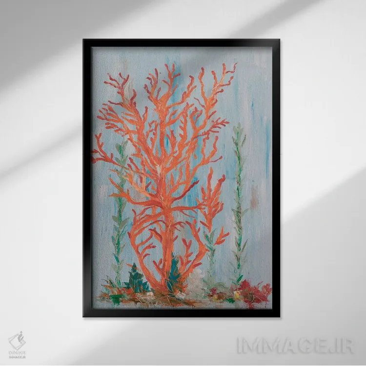 تابلو دکوراتیو مرجان نقاشی گونه II اثر اولیویا بروینگتون - نمای قابدار مشکی