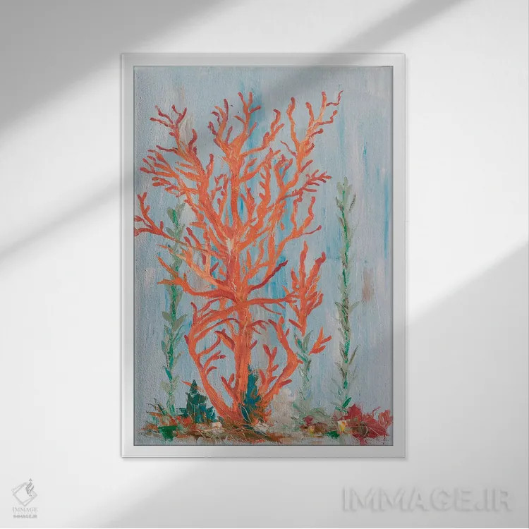 تابلو دکوراتیو مرجان نقاشی گونه II اثر اولیویا بروینگتون - نمای قابدار سفید