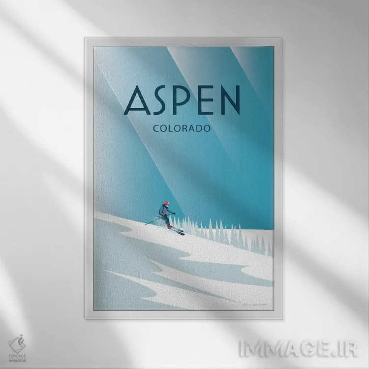 تابلو دکوراتیو آسپن اثر عمر اسکالانته - نمای قابدار سفید