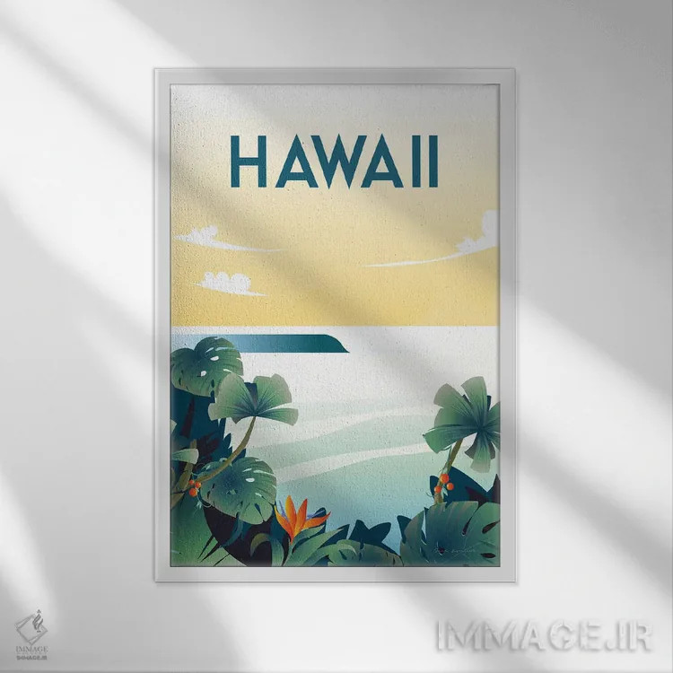 تابلو دکوراتیو هاوایی اثر عمر اسکالانته - نمای قابدار سفید