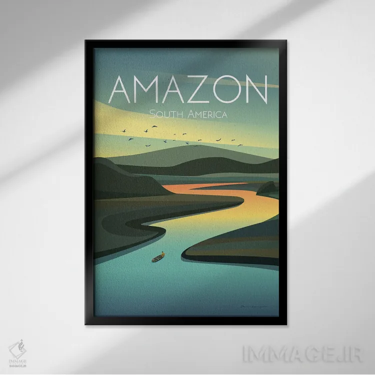 تابلو دکوراتیو آمازون اثر عمر اسکالانته - نمای قابدار مشکی