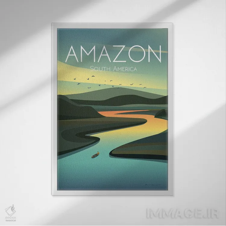 تابلو دکوراتیو آمازون اثر عمر اسکالانته - نمای قابدار سفید