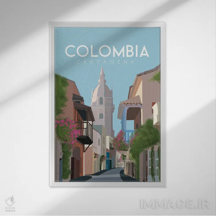 تابلو دکوراتیو کلمبیا اثر عمر اسکالانته - نمای قابدار سفید