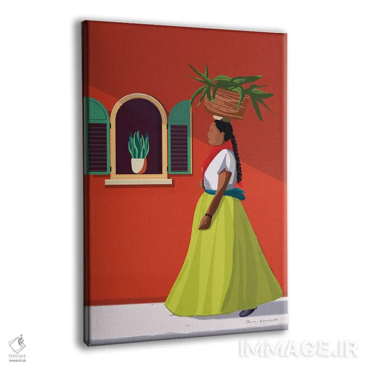 تابلو دکوراتیو زن در روز بازار اثر عمر اسکالانته - نمای پرسپکتیو محصول