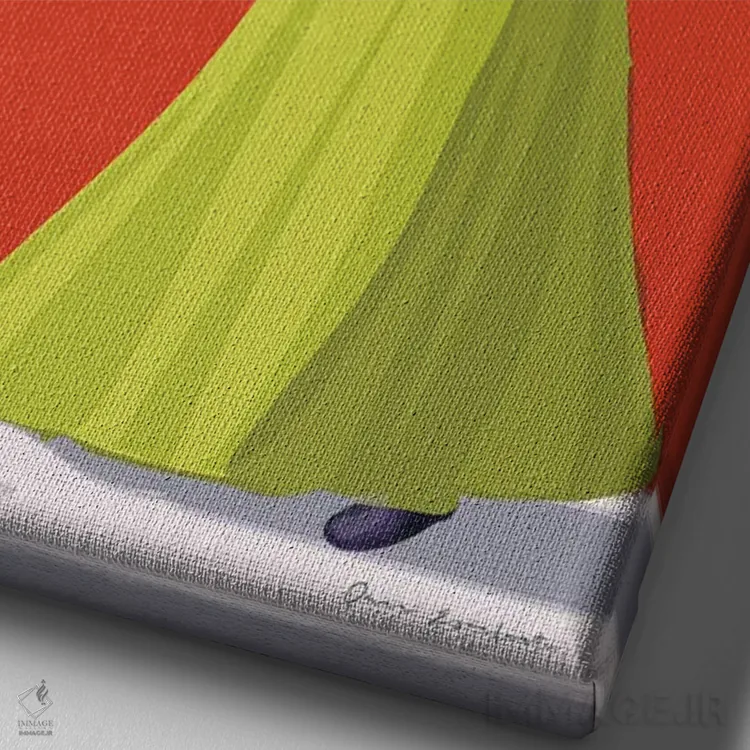 تابلو دکوراتیو زن در روز بازار اثر عمر اسکالانته - نمای نزدیک بافت بوم