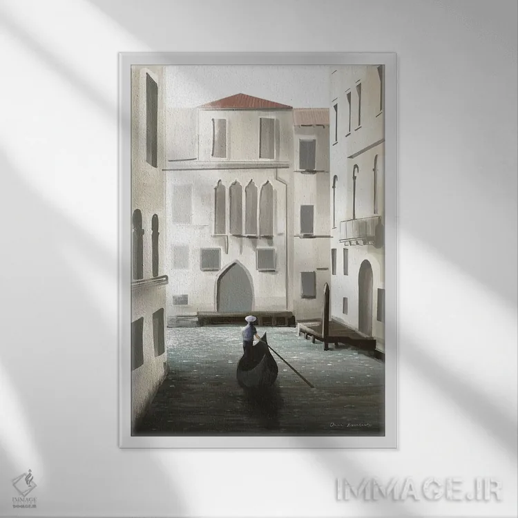 تابلو دکوراتیو لحظه ای در ونیز اثر عمر اسکالانته - نمای قابدار سفید