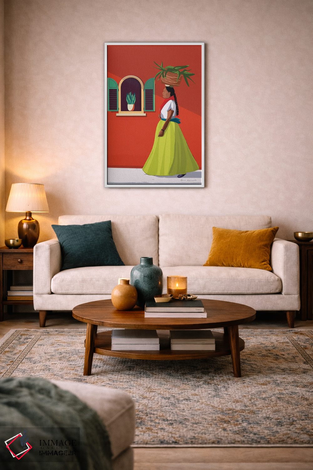 تابلو دکوراتیو زن در روز بازار اثر عمر اسکالانته - D2W