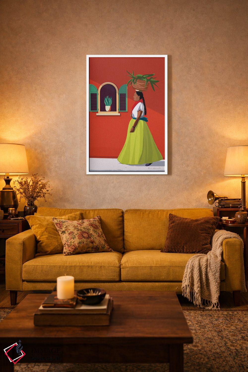 تابلو دکوراتیو زن در روز بازار اثر عمر اسکالانته - D1W