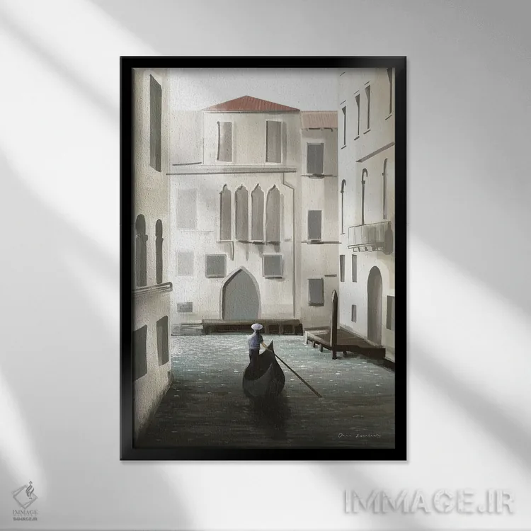 تابلو دکوراتیو لحظه ای در ونیز اثر عمر اسکالانته - نمای قابدار مشکی