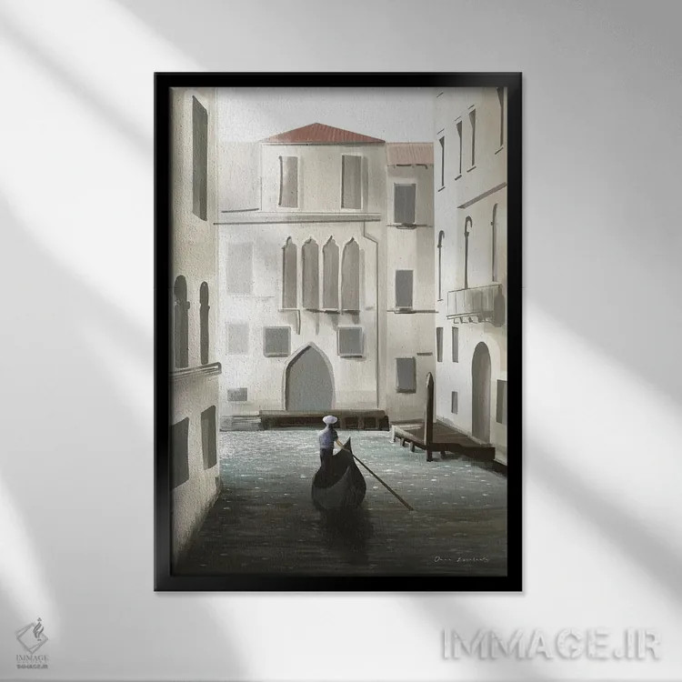 تابلو دکوراتیو لحظه ای در ونیز اثر عمر اسکالانته - نمای قابدار مشکی