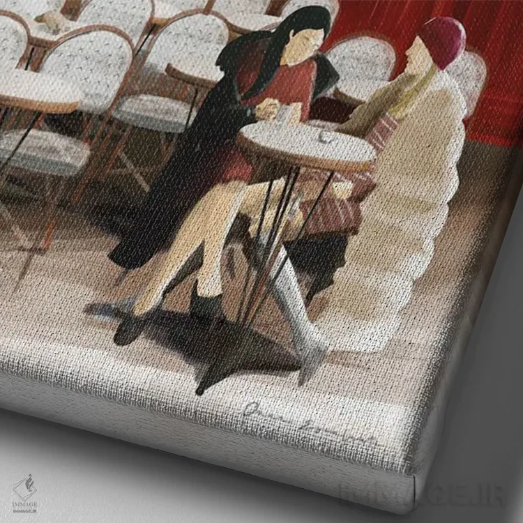 تابلو دکوراتیو کافه پاریسی اثر عمر اسکالانته - نمای نزدیک بافت بوم