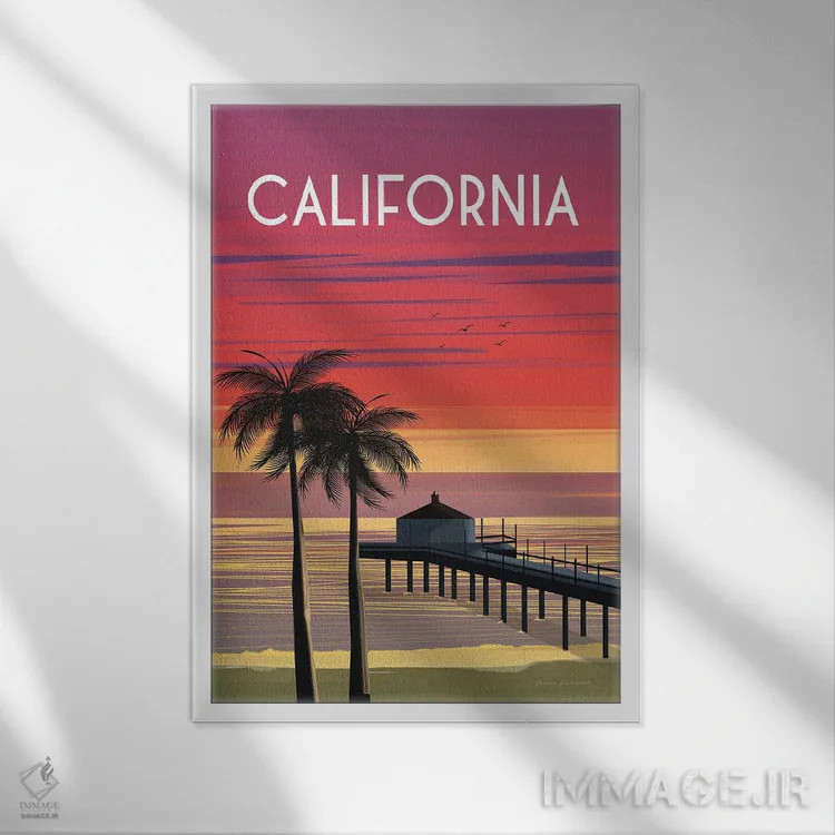 تابلو دکوراتیو کالیفرنیا اثر عمر اسکالانته - نمای قابدار سفید