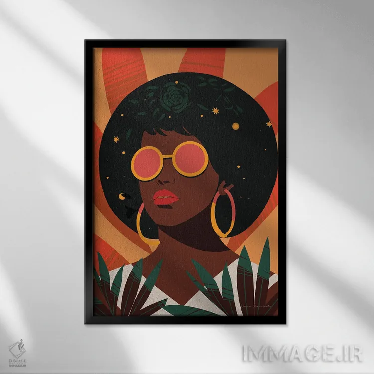 تابلو دکوراتیو زن بوهو II اثر عمر اسکالانته - نمای قابدار مشکی