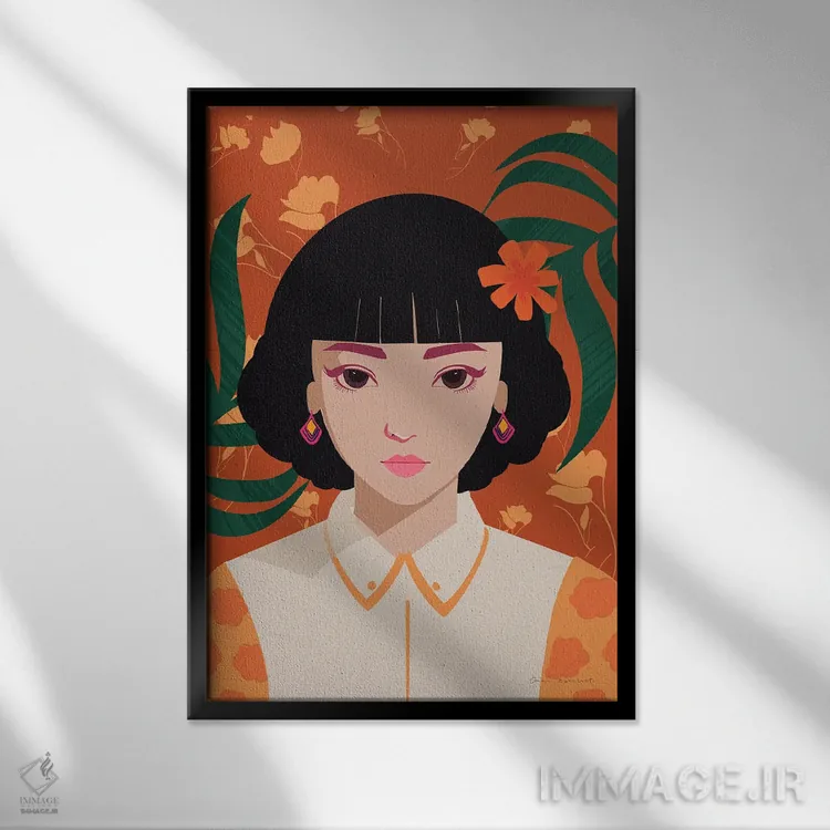 تابلو دکوراتیو زن بوهو I اثر عمر اسکالانته - نمای قابدار مشکی