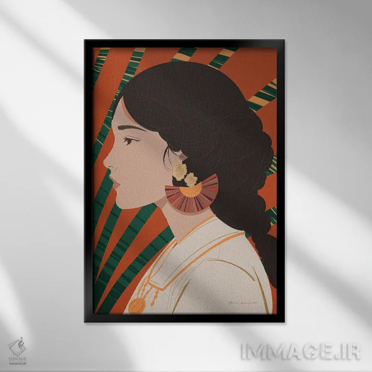 تابلو دکوراتیو زن بوهو IV اثر عمر اسکالانته - نمای قابدار مشکی