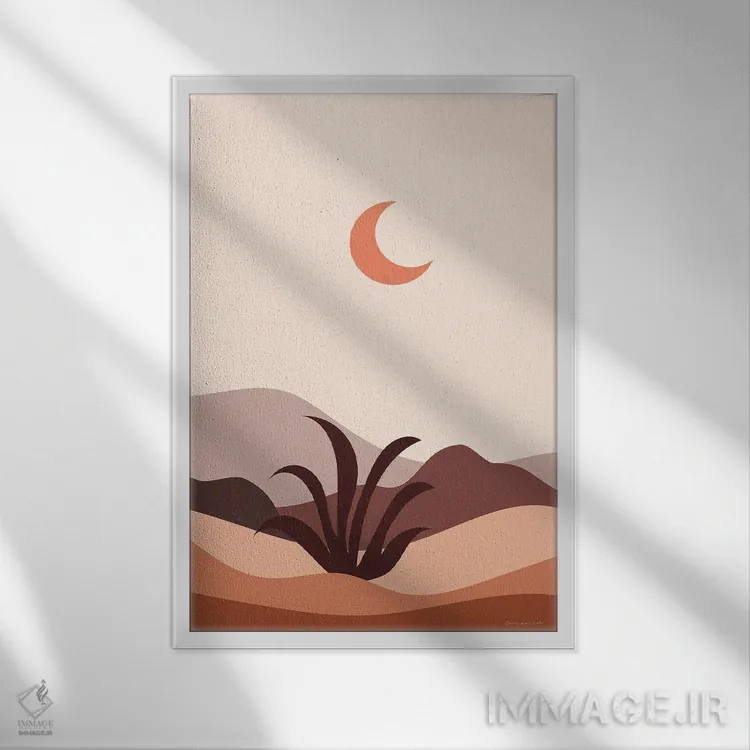 تابلو مینیمال بیابان بوهو II اثر عمر اسکالانته - نمای قابدار سفید