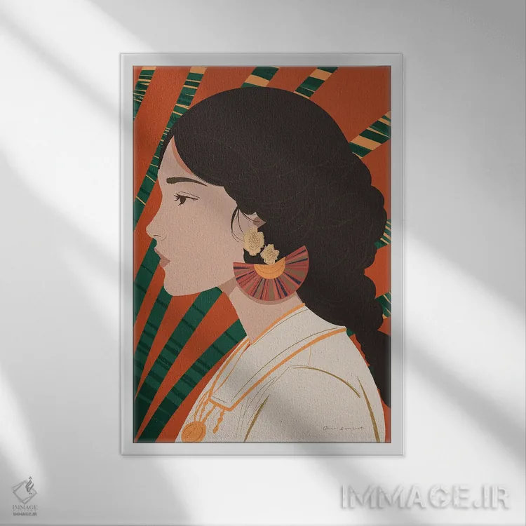 تابلو دکوراتیو زن بوهو IV اثر عمر اسکالانته - نمای قابدار سفید