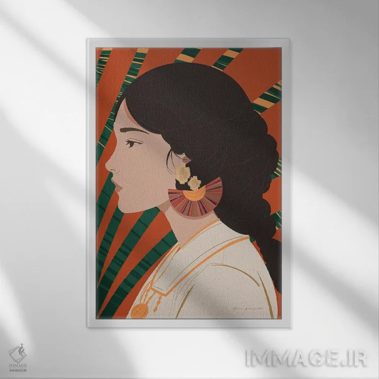 تابلو دکوراتیو زن بوهو IV اثر عمر اسکالانته - نمای قابدار سفید