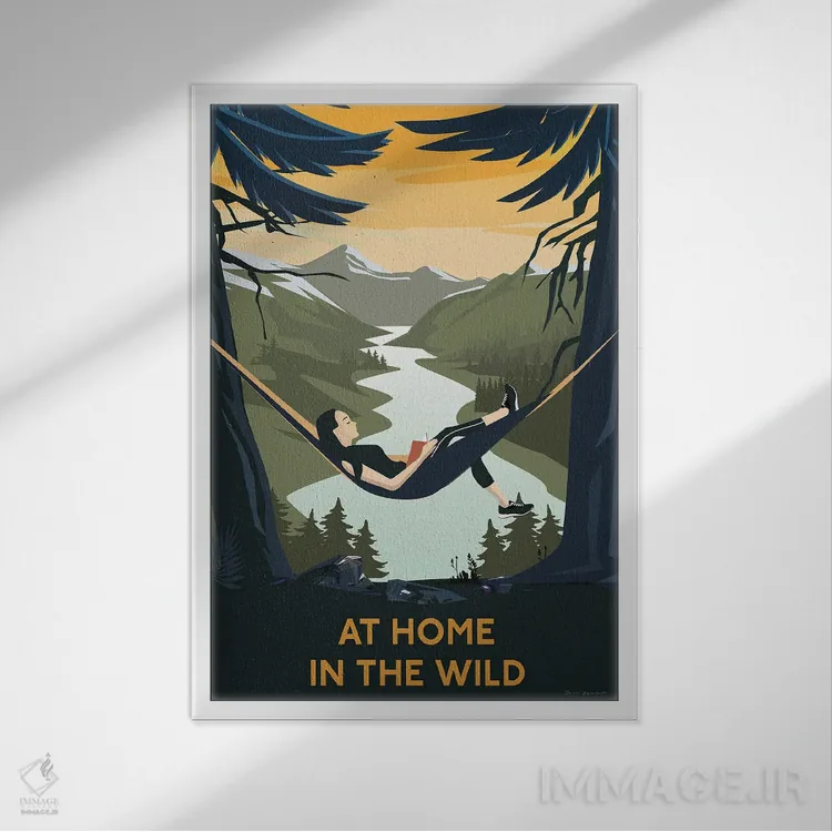 تابلو دکوراتیو ماجراجویی در طبیعت II اثر عمر اسکالانته - نمای قابدار سفید