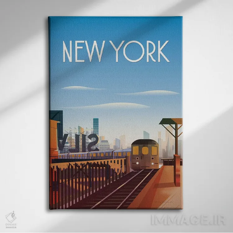تابلو دکوراتیو شهر نیویورک اثر عمر اسکالانته - نمای روبهرو روی دیوار