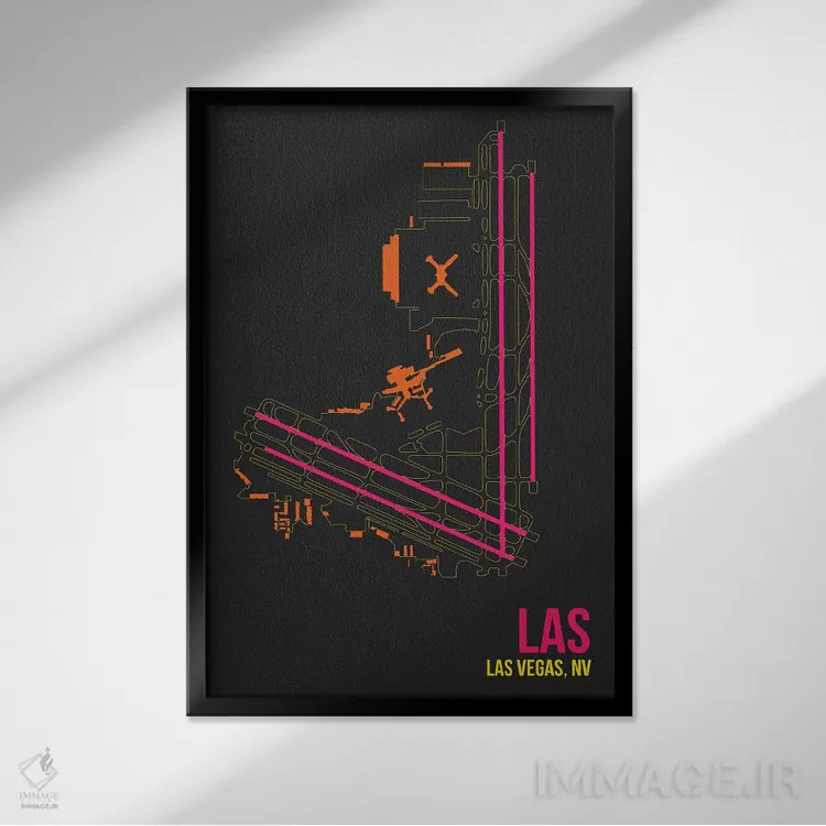 تابلو دکوراتیو لاس وگاس اثر ۰۸ لفت - نمای قابدار مشکی