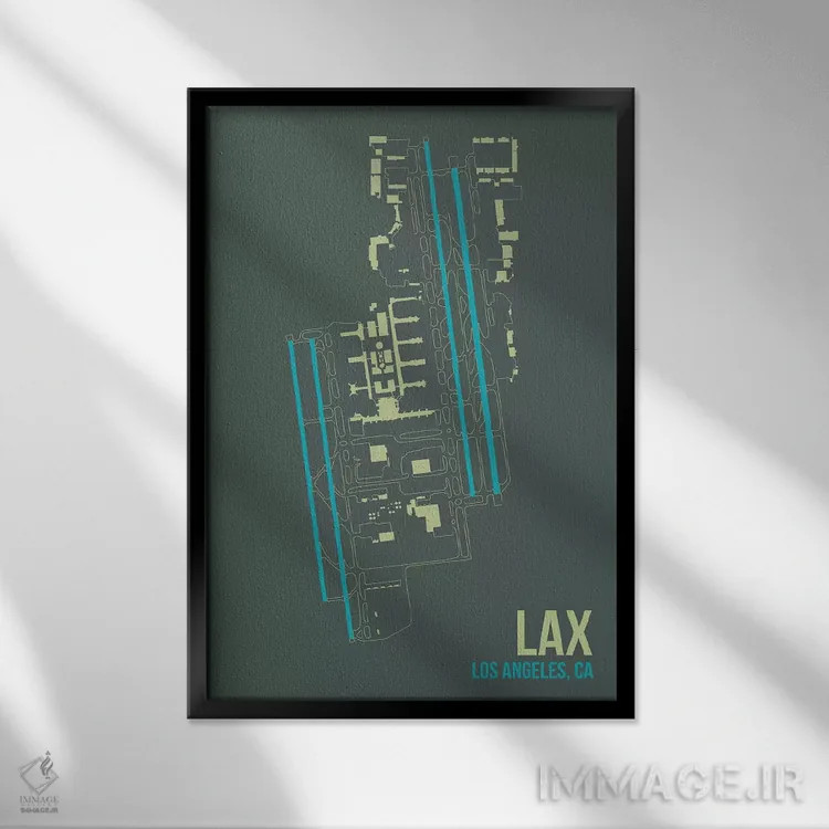 تابلو دکوراتیو لس آنجلس اثر ۰۸ لفت - نمای قابدار مشکی